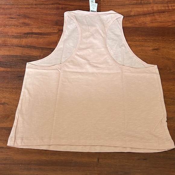 VS Pink Cotton Cropped Racerback Tank Top light pink crop top activewear medium - Picture 9 of 10